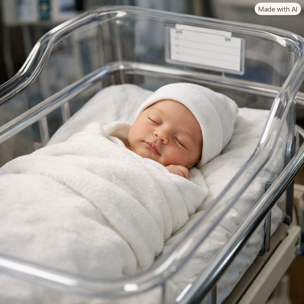 Infant in bassinet logo
